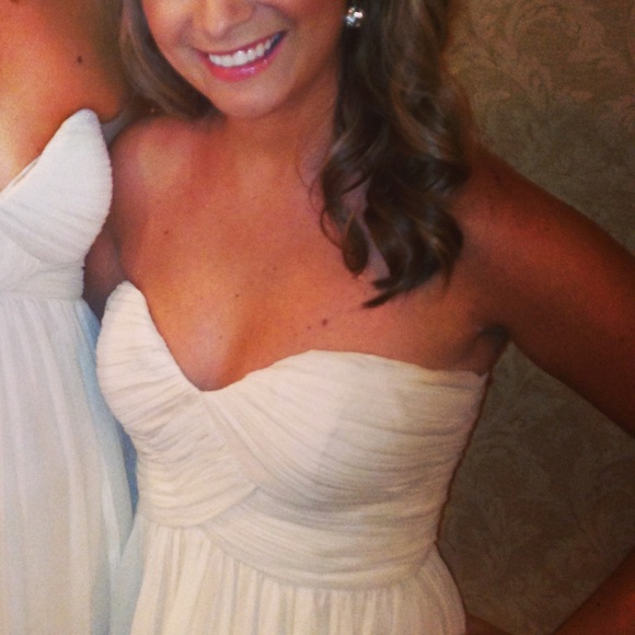 Donna Morgan Strapless Champagne Dress Size 4 dry cleaned Free Shipping - Picture 4 of 13